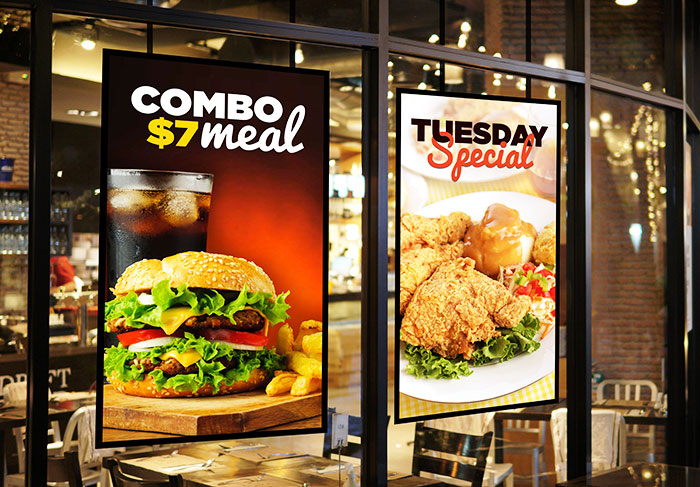 window digital signage for fast food
