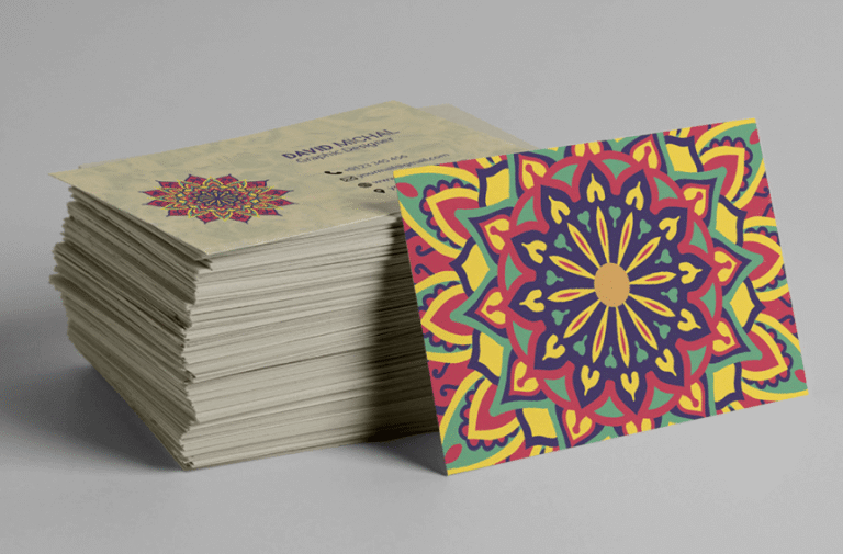 graphic designer organic contemporary business card with full color mandala back